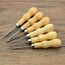 10Pcs Durable Wooden Handle Sewing Awl Sewing Accessories Kit Khaki