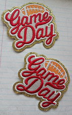 Football Game Day Red with glitter embroidered Iron on patch tailgate 7/25