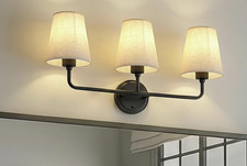 3-Light Oil Rubbed Bronze Bathroom Vanity Light Linen Shade Open Box
