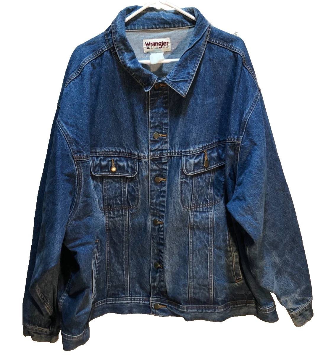 Wrangler Rugged Wear Blue Denim Jean Trucker Western Cowboy Rodeo Jacket