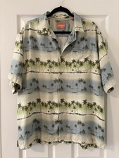 Tommy Bahama Men  s 100 Silk Button Down Shirt Tropical Palm Tree Hawaiian XL