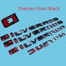 2019-2025 Gloss Black For Silverado Custom Emblem Nameplate Badge Kit Overlay