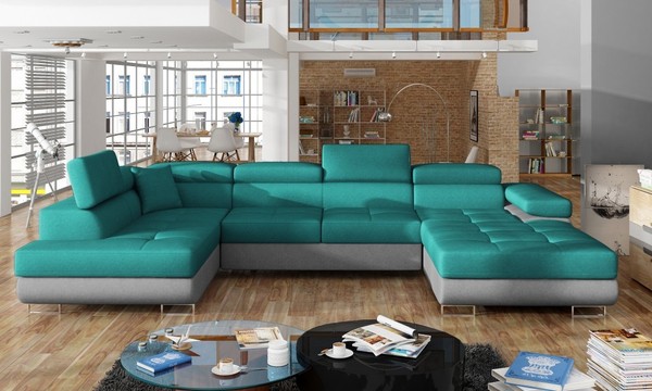 Stoff U-Form Couch Wohnlandschaft Ecksofa Garnitur Design Modern Sofa Modern Neu-image