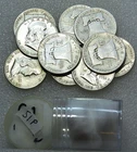 1951 Franklin Silver Half Dollar Bright Luster 1/2 Roll 10 coins in tube #N321