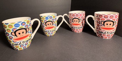 Paul Frank Julius the Monkey Multicolor Ceramic Coffee Mug Set of 4