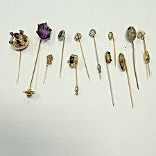 Antique Stickpins  with Decorative Ends - Lot Of 12  item# e11792-32