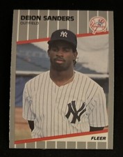 1989 Fleer Update Deion Sanders Baseball Rookie Card RC #U-53 Yankees OF VG O/C. rookie card picture
