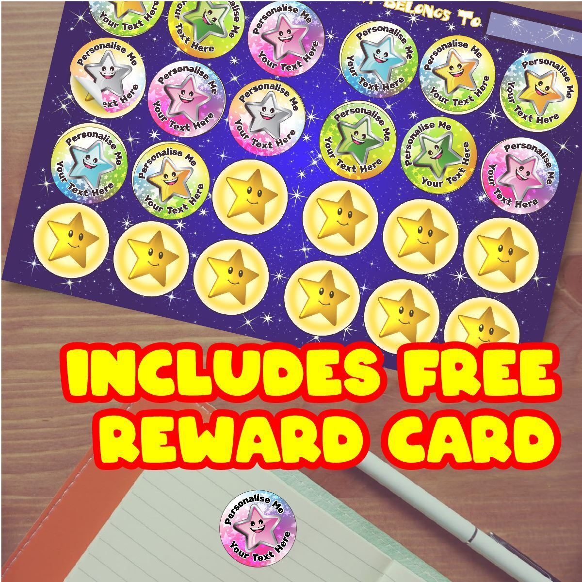 144 Personalised Superstar 30mm Reward Stickers for School