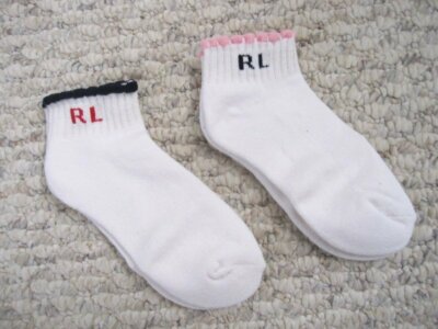 Ralph Lauren Girls Peds Socks Sz 4-5-6-6X Pink Blue Scallop Edge 2 Pair NWT New