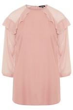 CURVE LADIES DOBBY PALE PINK LONG CHIFFON SLEEVE NEW (ref 352) SALE