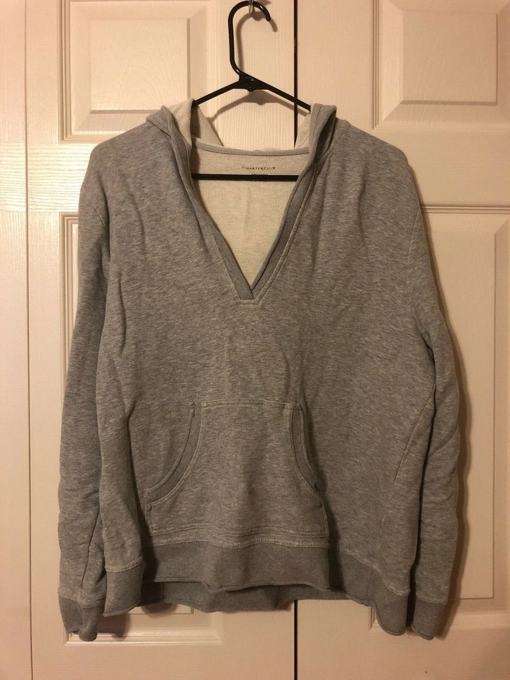 Charter Club Gray Hooded V-Neck Pullover Sweatshirt Size Large P/O - Image 2 of 4