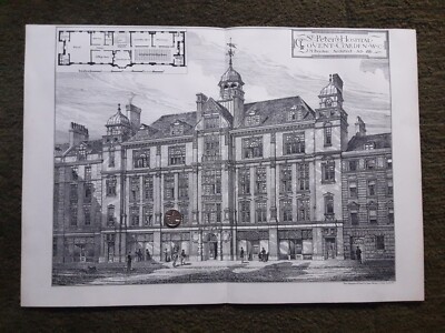 Antiker Druck St Peter's Hospital London Covent Garden Architektur 1881