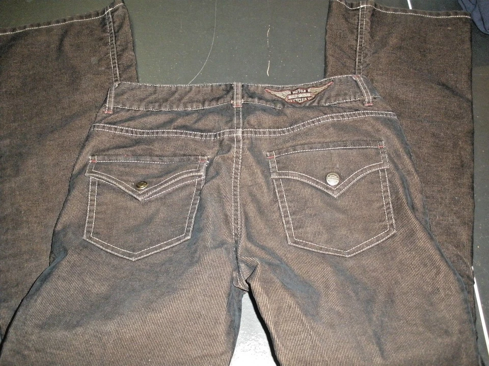 Auténtico Harley Davidson Mujer Pantalones Talla 8 Negro Pana Foto 4 de 4