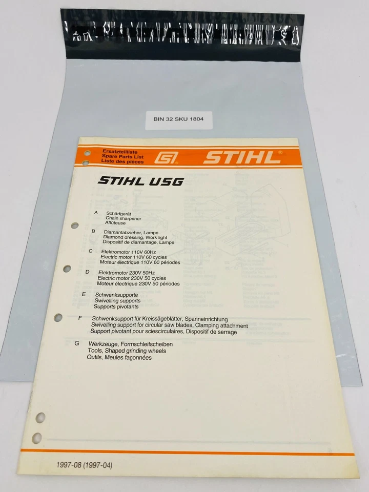 Genuine STIHL USG Spare Parts List #0452 523 1323 OEM - Image 2 of 3