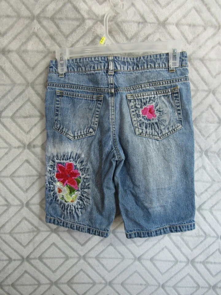 Pantalones Cortos Jean Mary Kate and Ashley Talla 12 Niñas Denim Bordado Floral Informal Foto 3 de 3