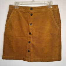 J. Crew Womens Burnt Sienna Corduroy Button Front Skirt Size 8