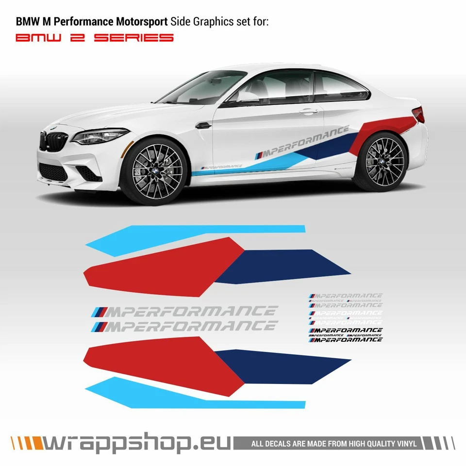 M Performance Motorsport Side Stripes decals Set for BMW M2 / M4 / M5 - Image 2 of 4