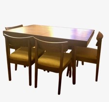 VNT MCM Solid Wood Dining Table & 6 Upholstered Hardwood Chairs By B.P. John