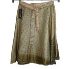 Advance Beige Black Printed Lined Silk Midi Wrap Skirt Women One Size Fits Most