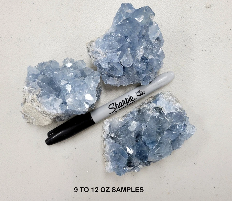 Raw Celestite Clusters Blue Healing Crystals Celestine Geodes from Madagascar - Image 3 of 4