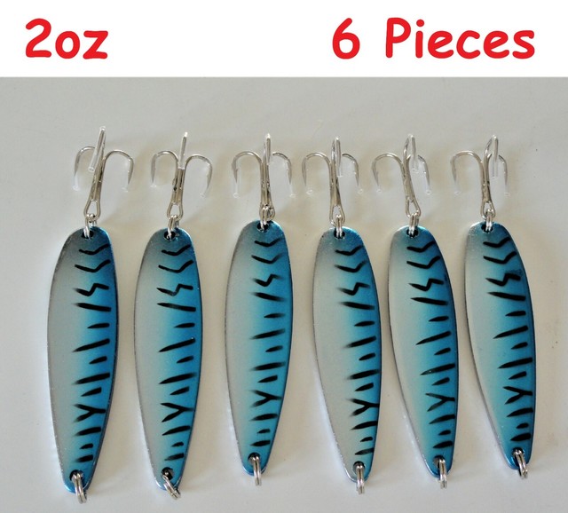2oz Casting crocodile spoons saltwater fishing lures6 Pieces Blue