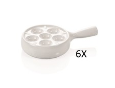 6X Schneckenpfanne mit Stielgriff, für 12 Schnecken, Porzellan, Ø 20,0 cm