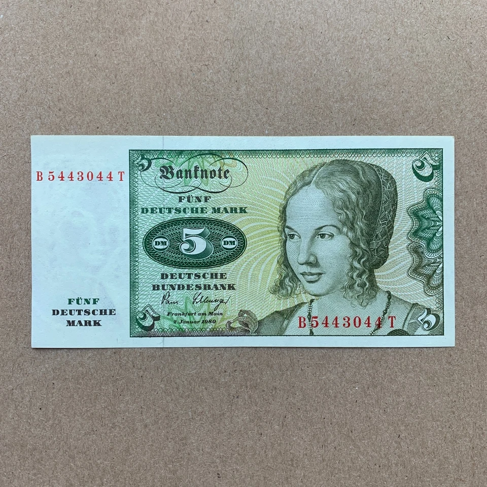 Billete de 5 marcos de Alemania 1960 moneda alemana papel moneda pre euro recuerdos Foto 2 de 4
