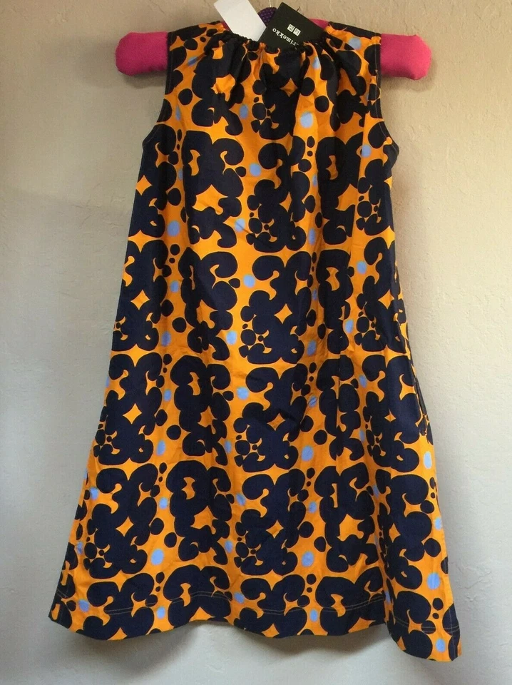 Vestido Uniqlo Niñas Marimekko Tejido Sin Mangas Línea A Talla 9-10 Naranja Azul Marino Nuevo Foto 2 de 4