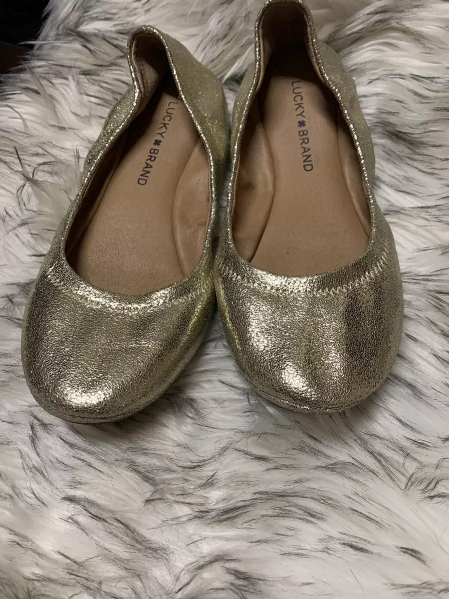 Lucky Brand Elysia metallic gold flats sz 7