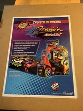 ORIGINAL 11-8” Cruis’n Blast Space Invaders Raw Thrills Arcade Video GAME FLYER