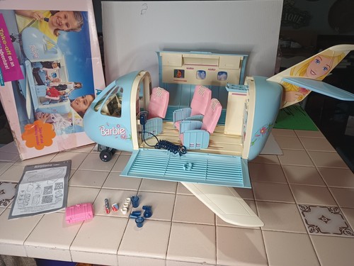 Mattel Vintage 2000 BARBIE FLUGZEUG blaues Flugzeug mit Zubehör