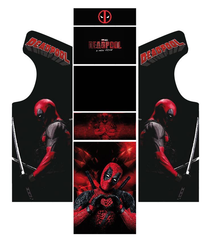 Kit Stickers Borne Arcade Deadpool Modèle 2 Autocollant Vinyle pour Bartop et Borne Euro