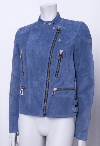 Belstaff Sidney Lederjacke Bikerjacke IT42 Blau Wildleder Suede Blue Leather - Bild 3 von 9