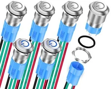 6Pcs Mini Round Waterproof Push Button Switch 12mm ON Off Latching 1