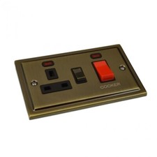 Antique Brass Vintage Stepped Edge Sockets and Switches - Regency Range USB