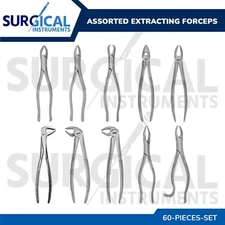 60 New Extracting Forceps Extraction Dental Instruments Stainless German Grade