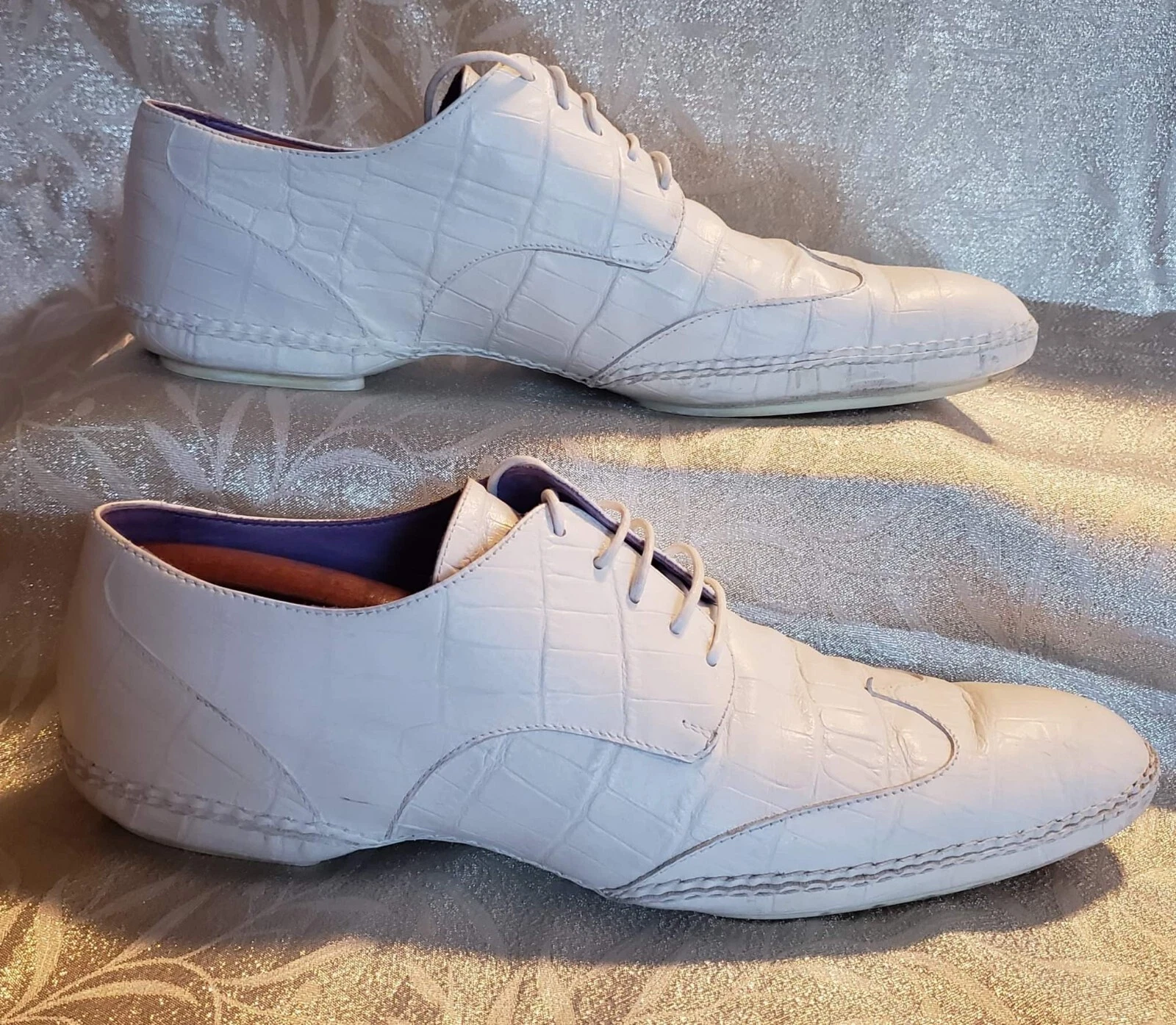 Abito uomo designer VERSACE BIANCO in PELLE goffrata SCARPE taglia 17