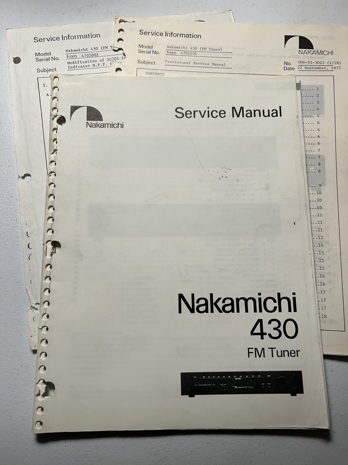 Nakamichi 430 FM Tuner Service Manual Original Genuine OEM Vintage