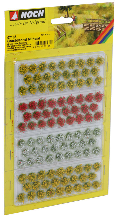 NOCH 07135 Mechon Hierba Con Flores (Amarillo / Rojo / Blanco) Pz. 104 - Altura