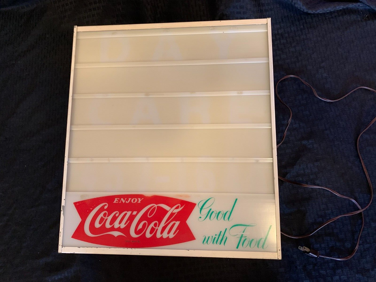 VTG 1950s - 60s ENJOY COCA -COLA LIGHT UP MENU BOARD SIGN SODA POP