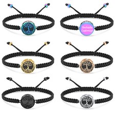 Tree of Life Locket Adjustable Braided Cord Funeral Ashes Memorial Bracelet Gift