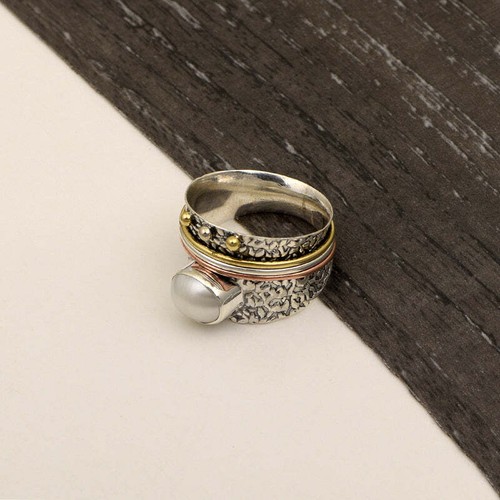 Anello da uomo con perle multi fascia incisa meditazione filatore fatto a mano anello pollice - Foto 3 di 3