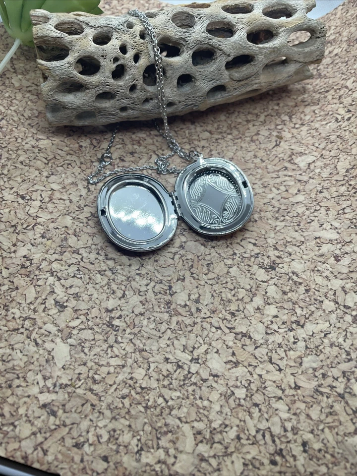 Medallón fotográfico plata recuerdo boda urna de ceniza medallón flor púrpura verde azulado collar Foto 4 de 4