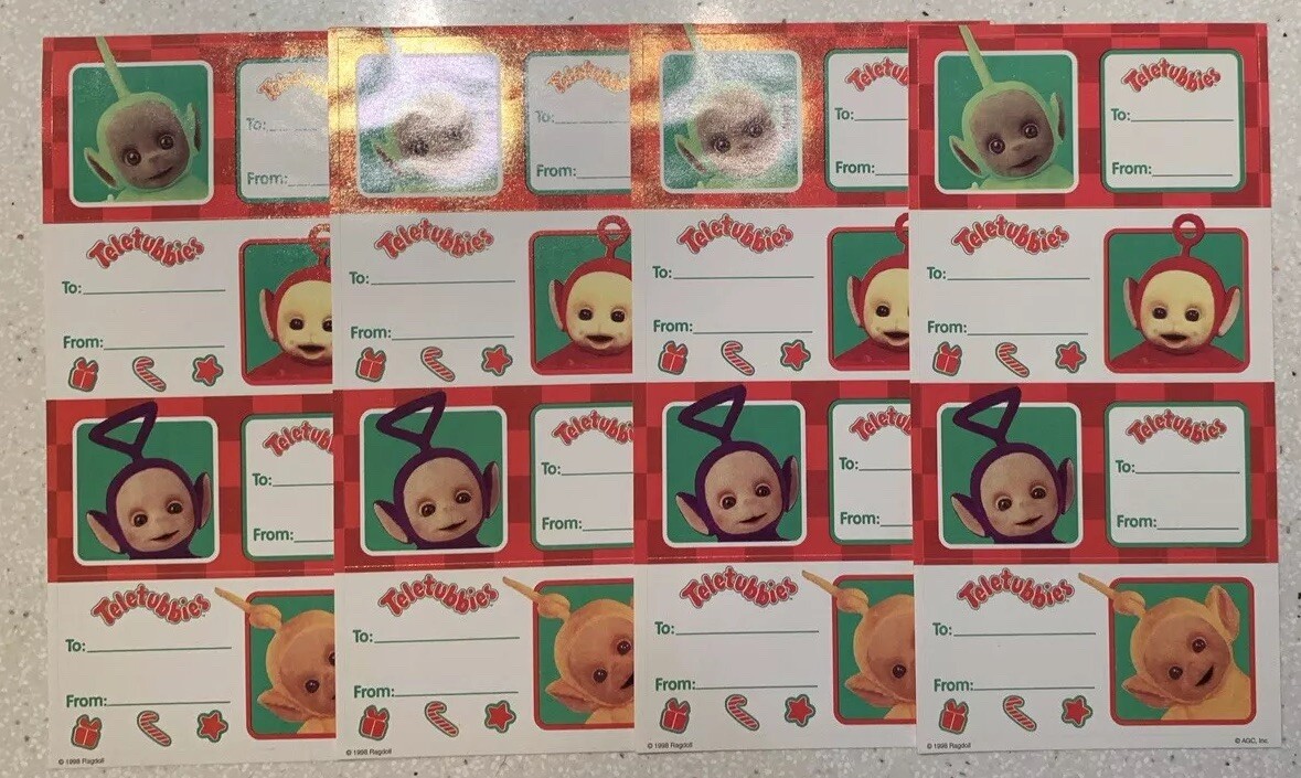 Lot (16) Teletubbies Rare Gift Tag To/From Stickers 1998 Ragdoll Tinky ...