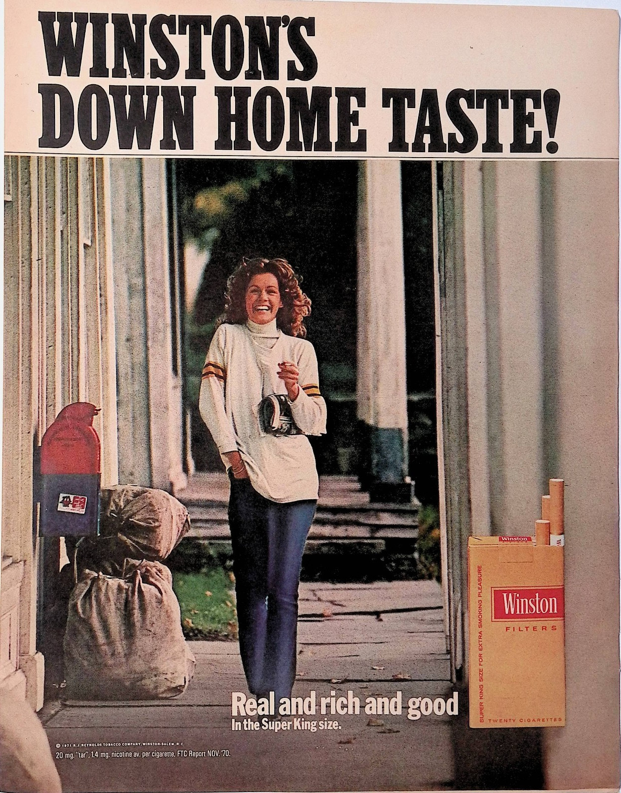 1971 Winston Cigarettes Down Home Real Rich Good Taste Print Ad LIFE April 23