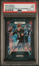 2023 Prizm Joe Burrow Black Shimmer 1/1 Auto PSA 9 #57 One of One Color Match 