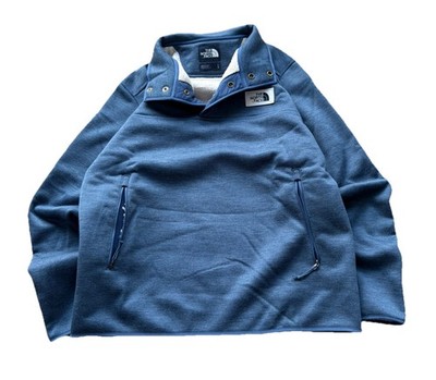 The North Face Sweater Men s Large Blue Sherpa Patrol 1/4 Snap Pullover Pockets