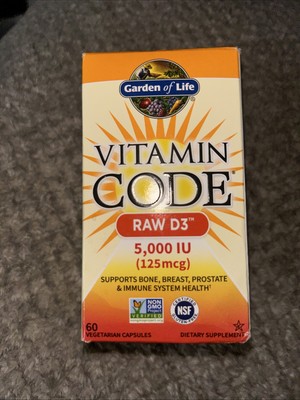Garden of Life Vitamin Code RAW D3 5 000 IU 60 Vegetarian Capsules Dairy-Free,