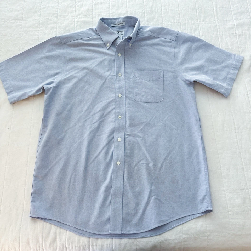 Camisa LL BEAN Para Hombre 15.5-Reg Oxford Resistente a Arrugas Abotonada Algodón Azul Foto 2 de 4