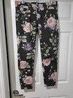 MNG by Mango Floral Skinny Pants Women’s Size 8 Black Denim Jeans — photo 1